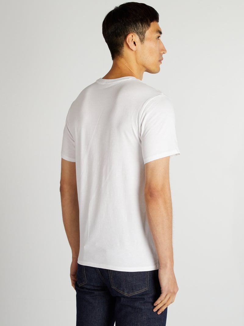 T-shirt homme en coton biologique slim fit à col rond Blanc - Kiabi