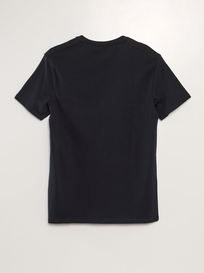 T-shirt homme en coton col V regular fit Noir - Kiabi