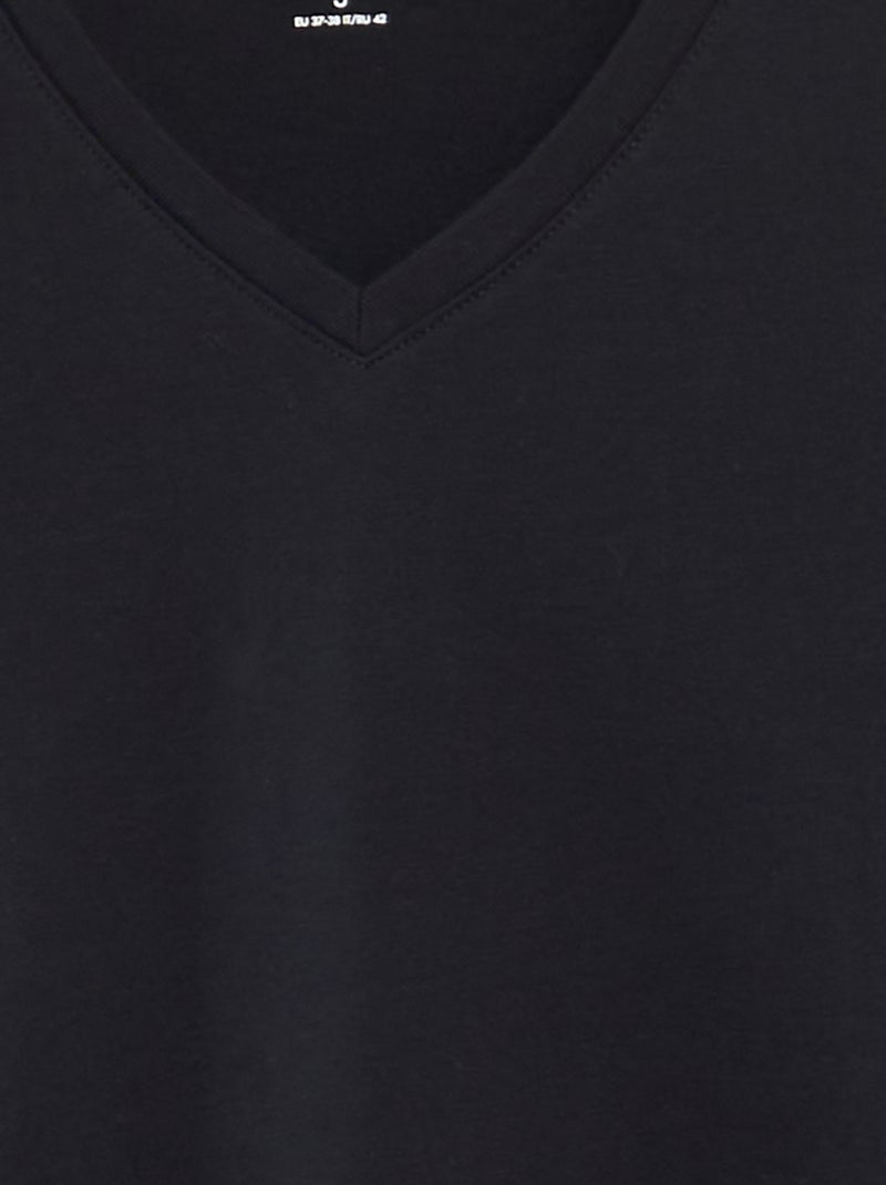 T-shirt homme en coton col V regular fit Noir - Kiabi