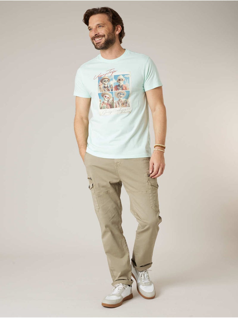 T-shirt homme en coton 'Deeluxe' Bleu clair - Kiabi