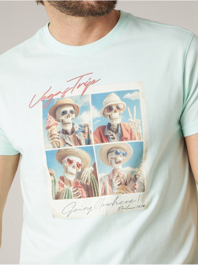 T-shirt homme en coton 'Deeluxe' Bleu clair - Kiabi