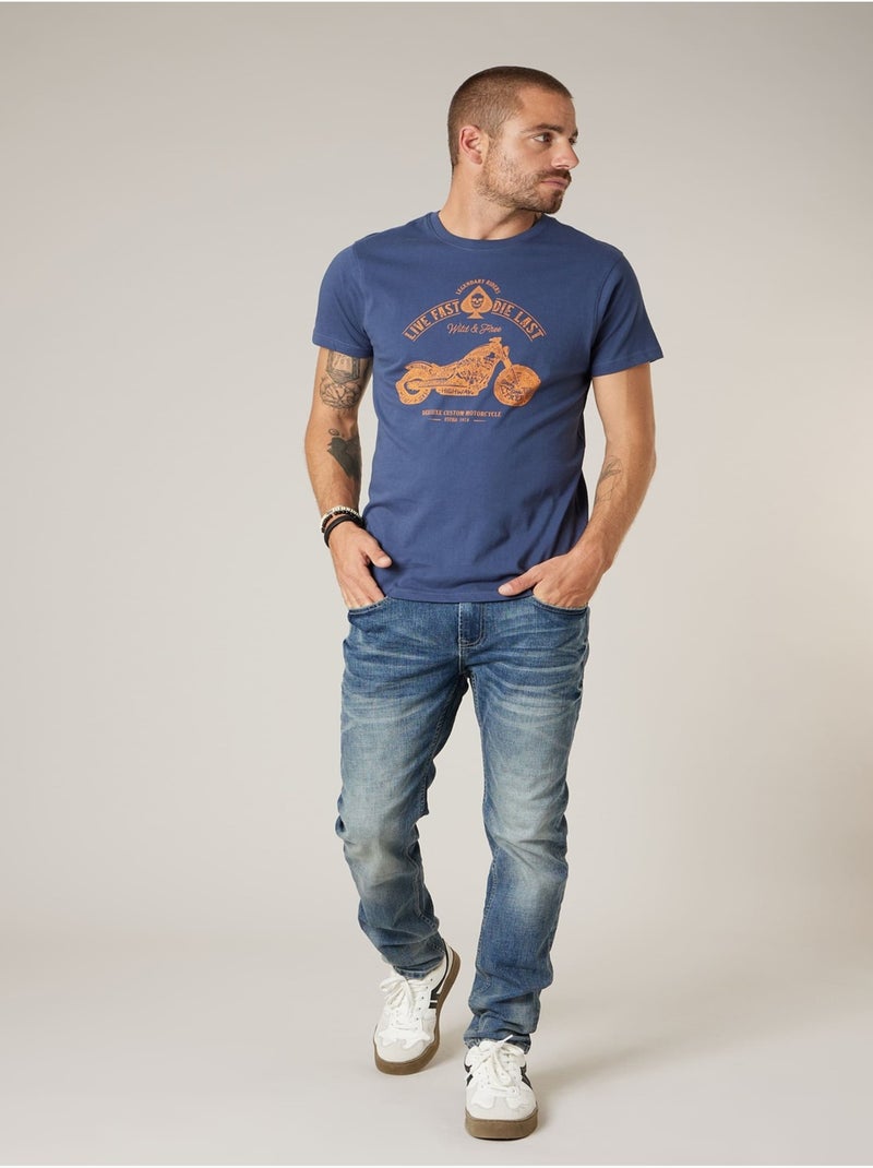 T-shirt homme en coton 'Deeluxe' Bleu foncé - Kiabi