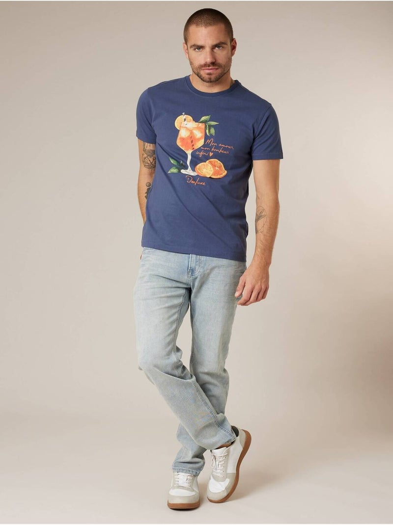 T-shirt homme en coton 'Deeluxe' Bleu foncé - Kiabi