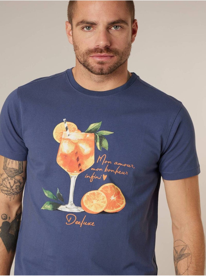 T-shirt homme en coton 'Deeluxe' Bleu foncé - Kiabi