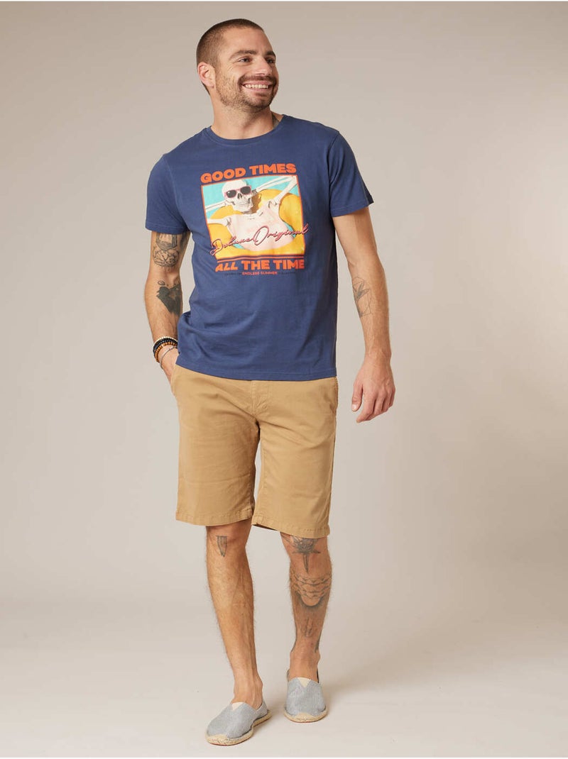 T-shirt homme en coton 'Deeluxe' Bleu foncé - Kiabi