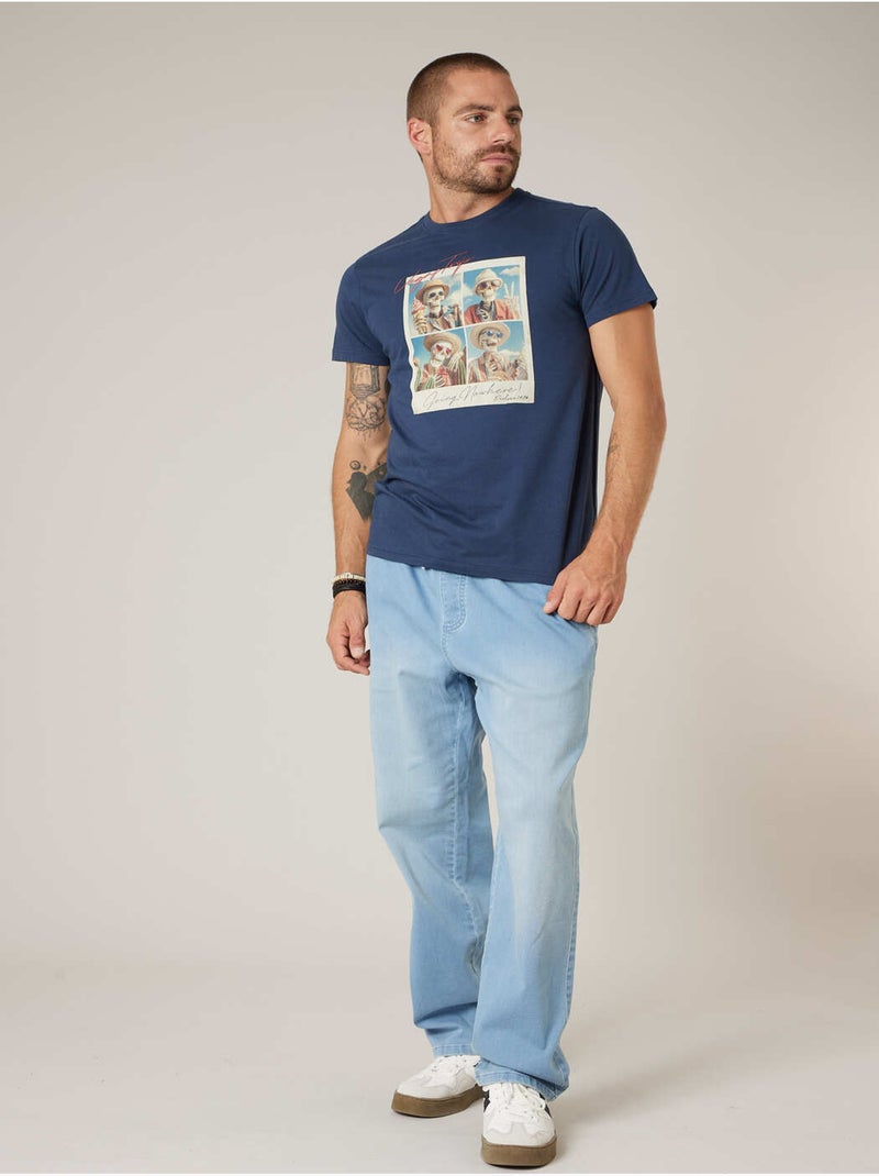 T-shirt homme en coton 'Deeluxe' Bleu foncé - Kiabi