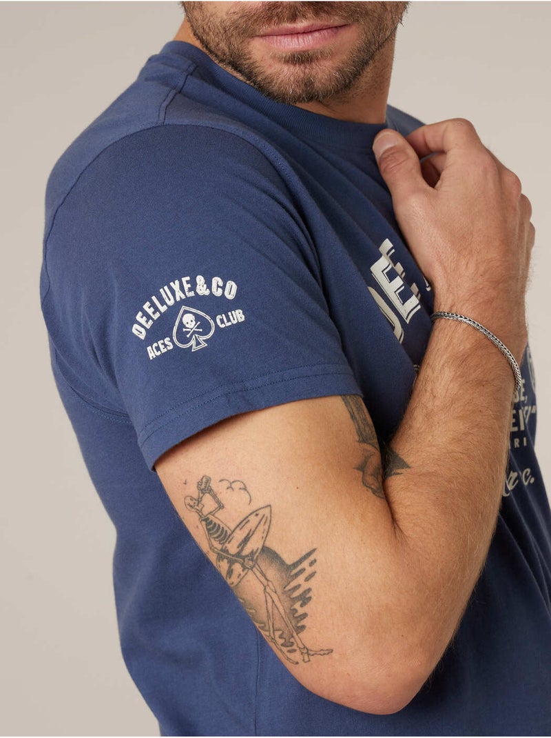 T-shirt homme en coton 'Deeluxe' Bleu foncé - Kiabi