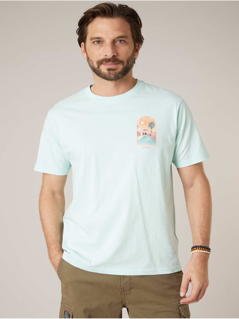 T-shirt homme en coton 'Deeluxe' Bleu lagon - Kiabi