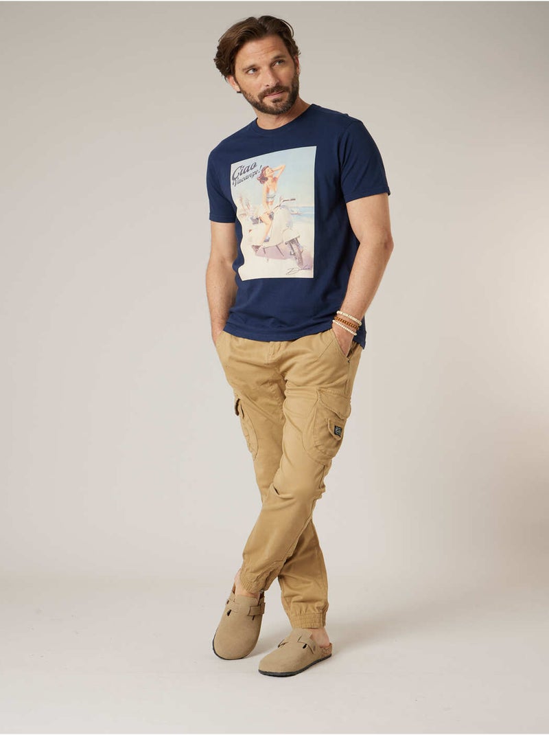 T-shirt homme en coton 'Deeluxe' Bleu marine - Kiabi