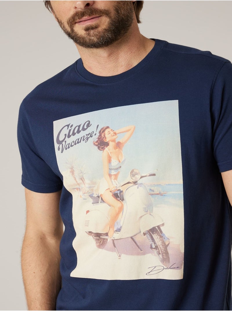 T-shirt homme en coton 'Deeluxe' Bleu marine - Kiabi