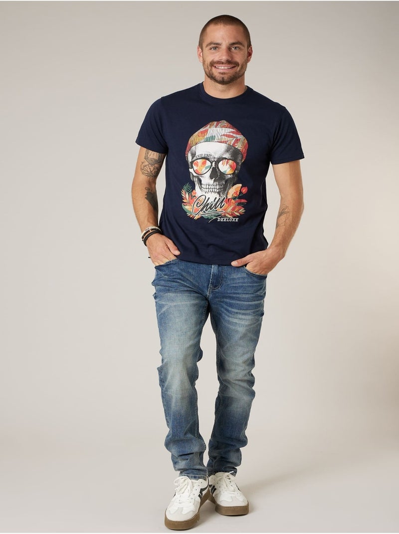 T-shirt homme en coton 'Deeluxe' Bleu marine - Kiabi