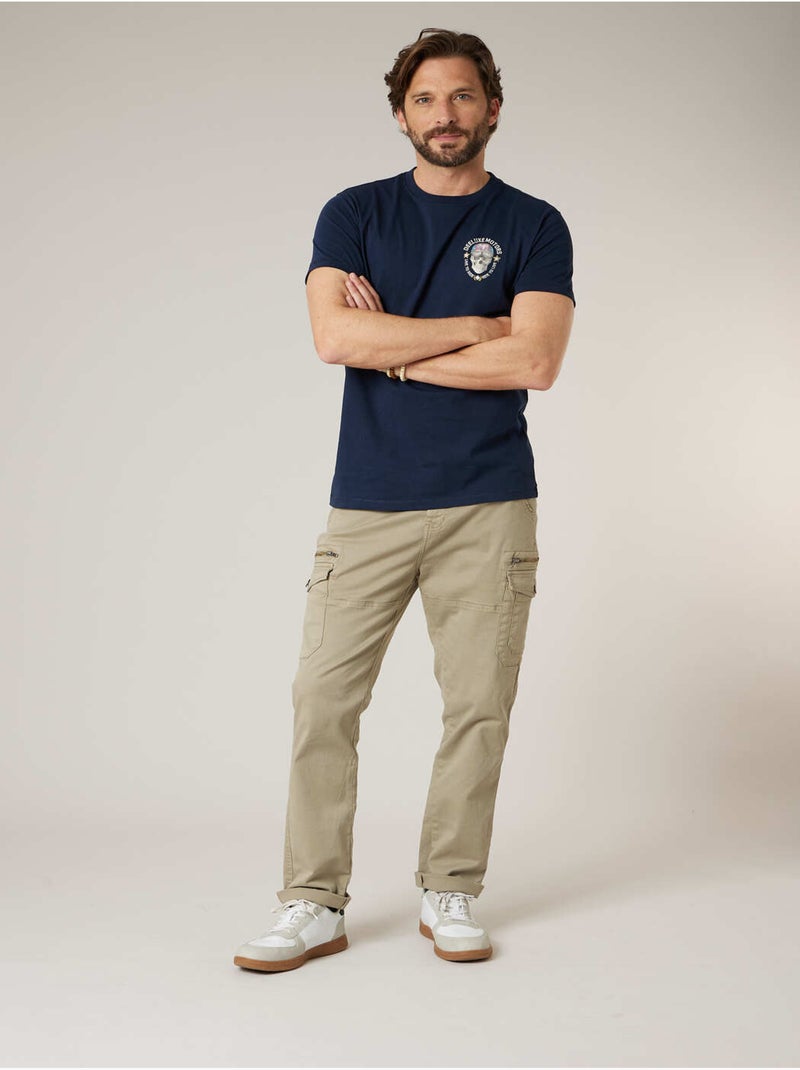 T-shirt homme en coton 'Deeluxe' Bleu marine - Kiabi