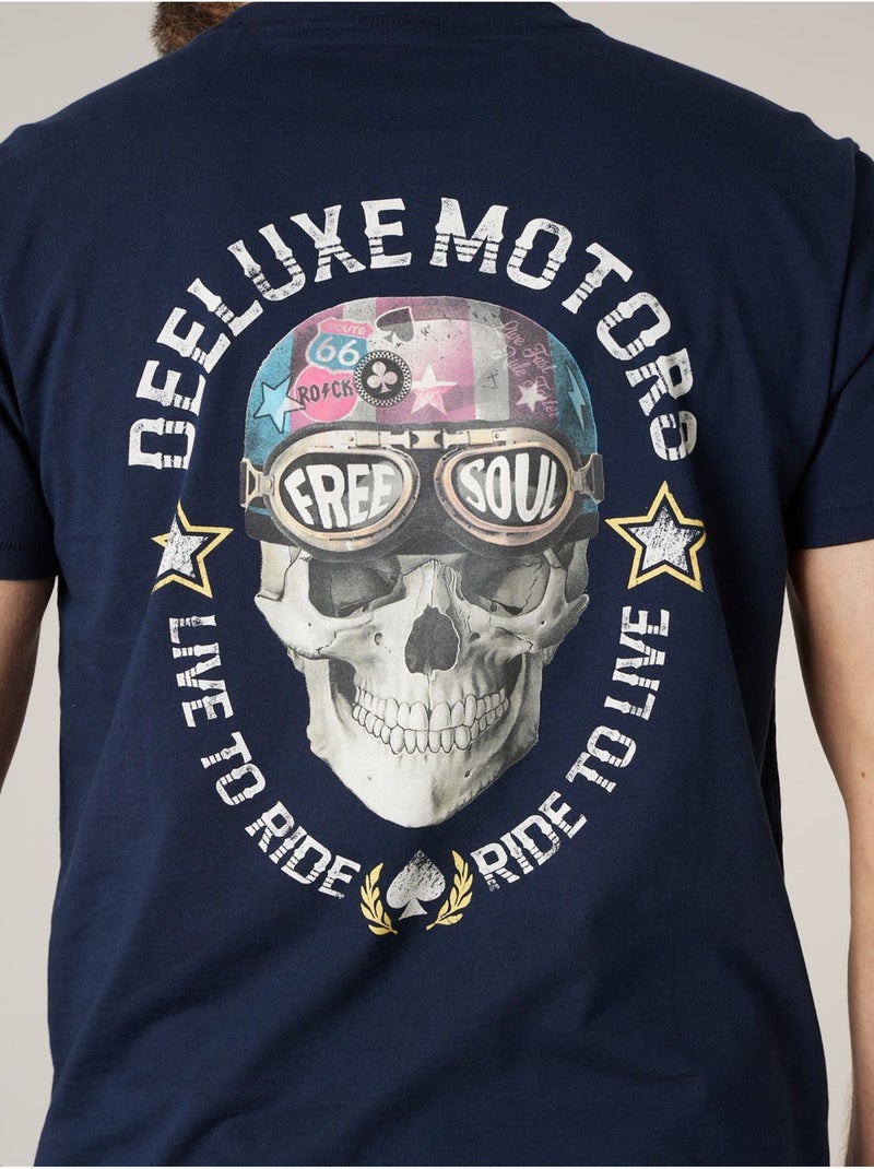 T-shirt homme en coton 'Deeluxe' Bleu marine - Kiabi