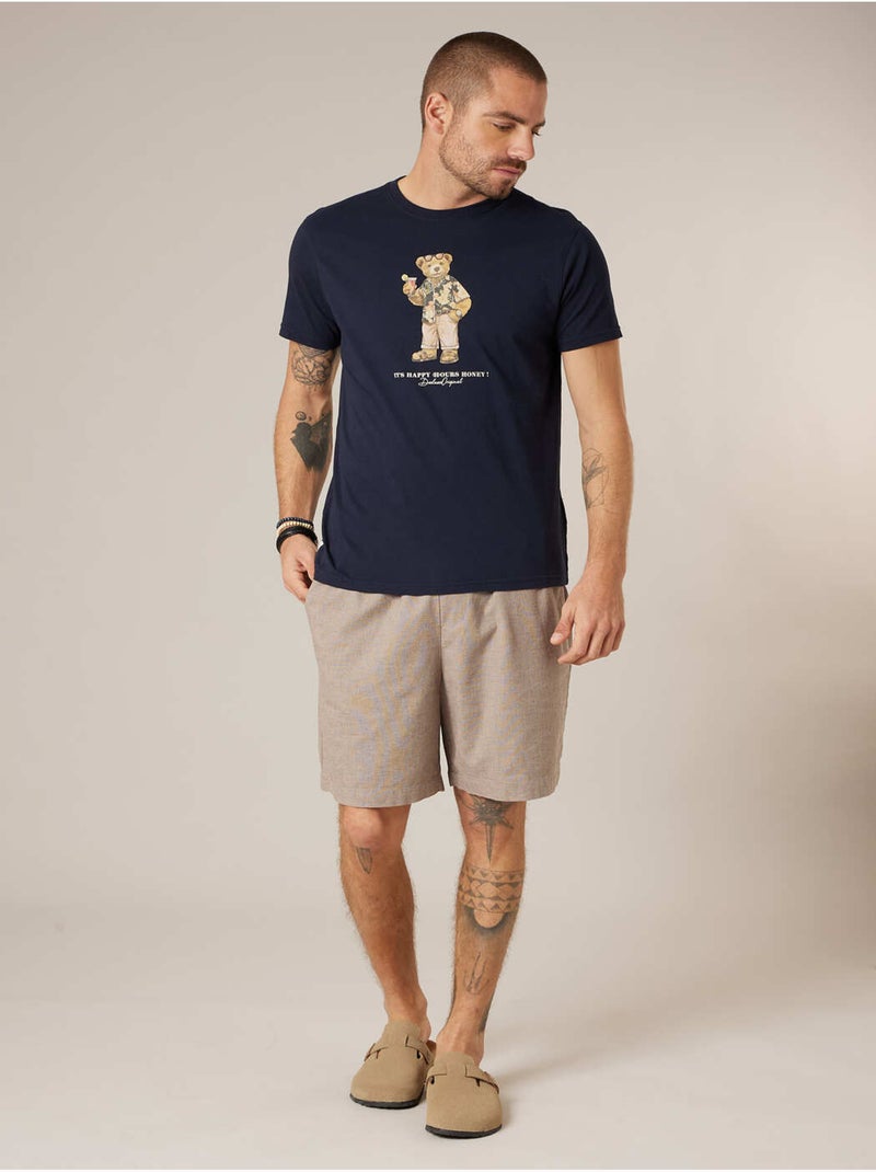 T-shirt homme en coton 'Deeluxe' Bleu marine - Kiabi