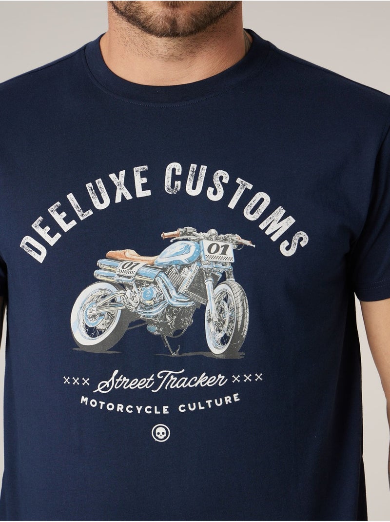 T-shirt homme en coton 'Deeluxe' Bleu marine - Kiabi