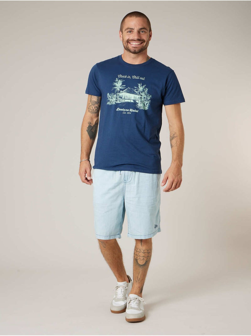 T-shirt homme en coton 'Deeluxe' Bleu marine - Kiabi