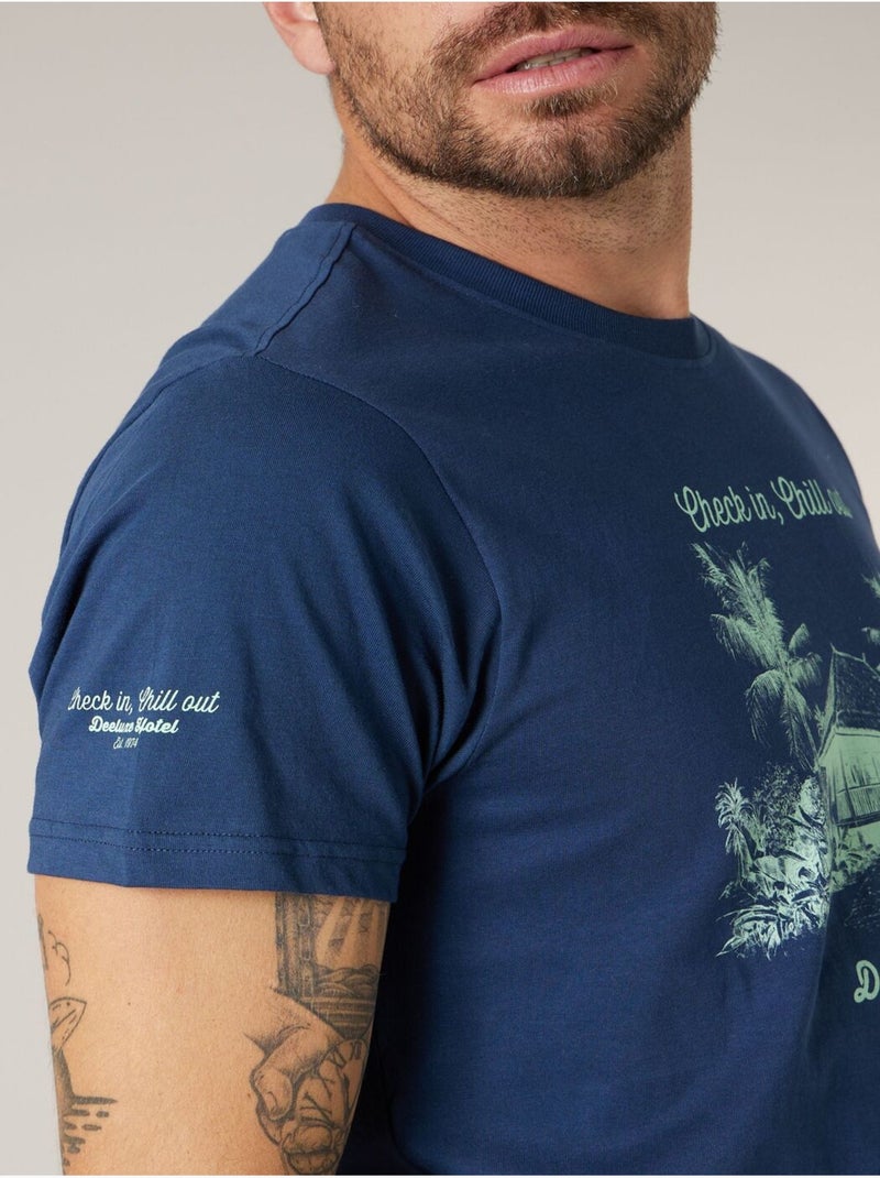 T-shirt homme en coton 'Deeluxe' Bleu marine - Kiabi