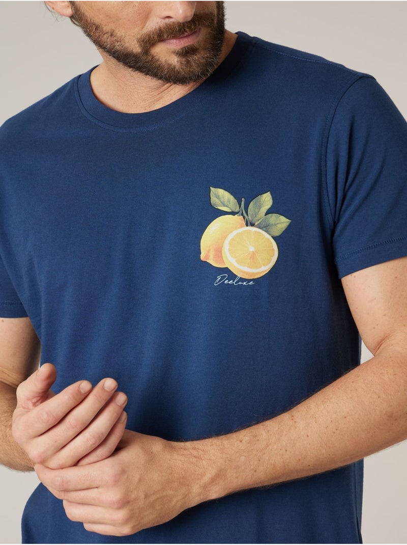 T-shirt homme en coton 'Deeluxe' Bleu marine - Kiabi