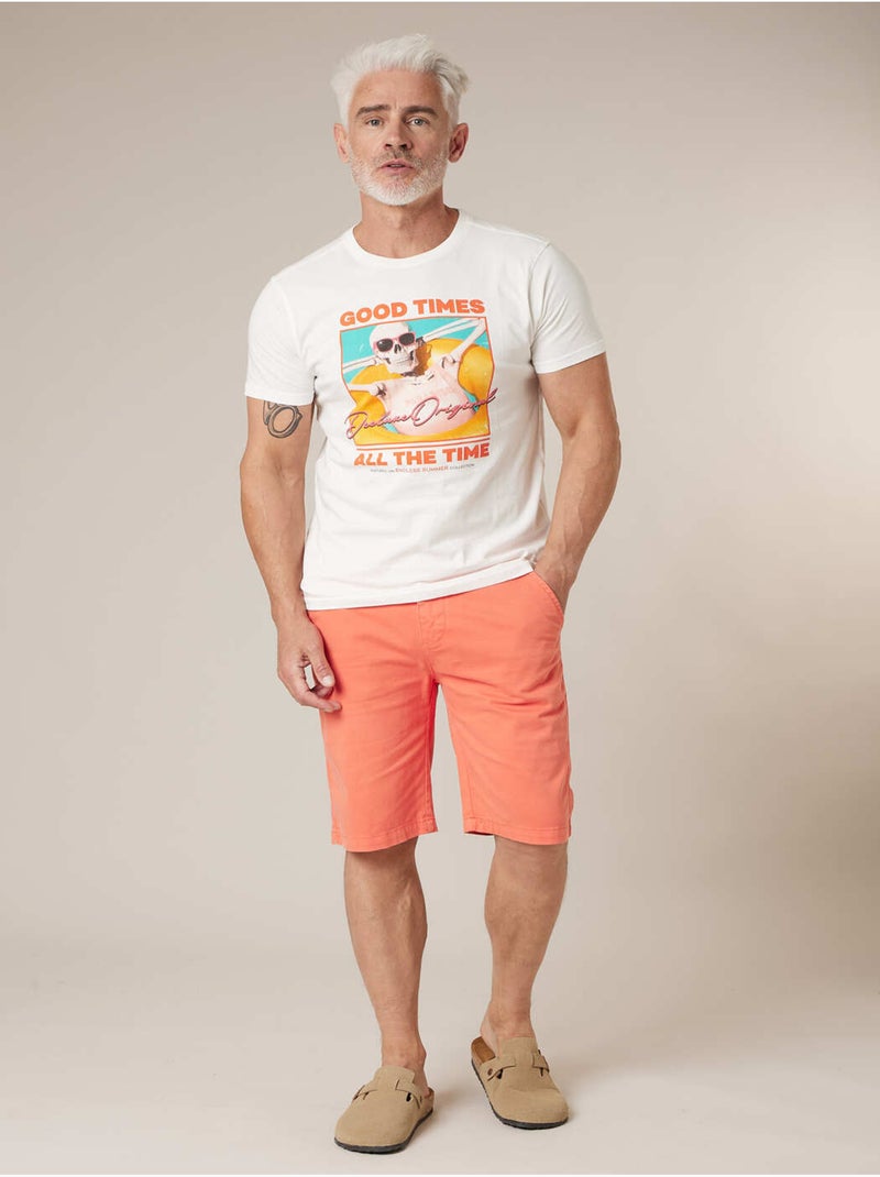 T-shirt homme en coton 'Deeluxe' Ecru - Kiabi