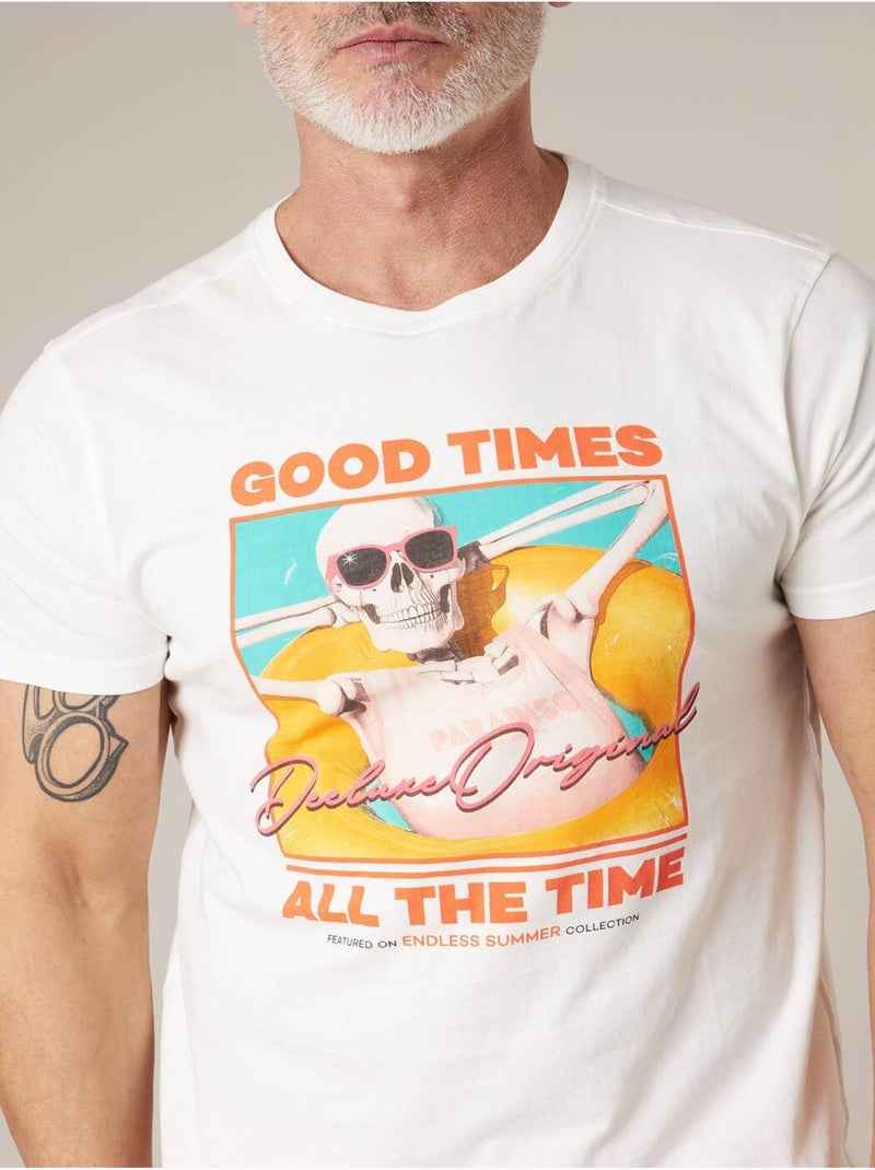 T-shirt homme en coton 'Deeluxe' Ecru - Kiabi