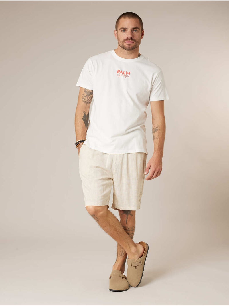 T-shirt homme en coton 'Deeluxe' Ecru - Kiabi