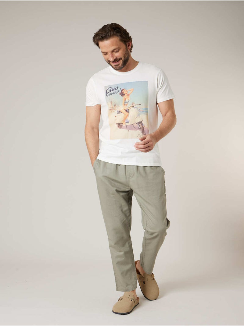 T-shirt homme en coton 'Deeluxe' Ecru - Kiabi