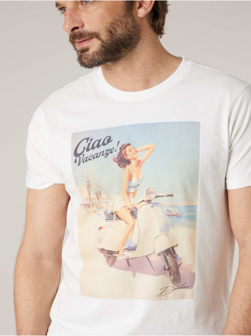 T-shirt homme en coton 'Deeluxe' Ecru - Kiabi