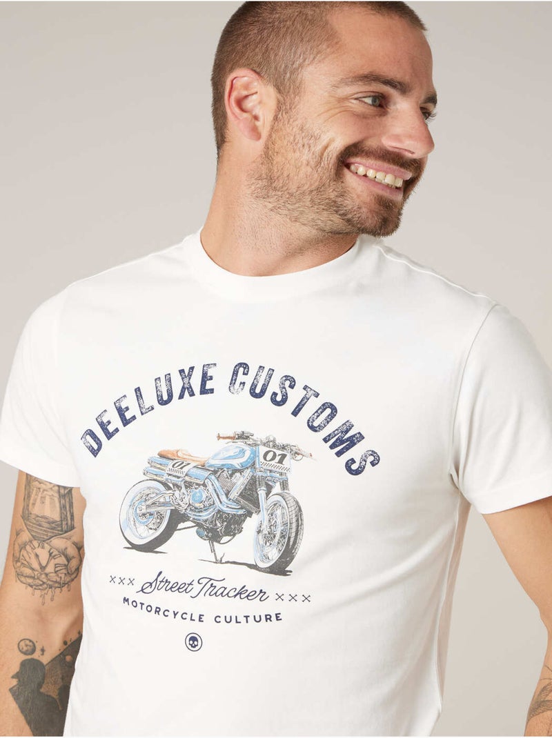T-shirt homme en coton 'Deeluxe' Ecru - Kiabi