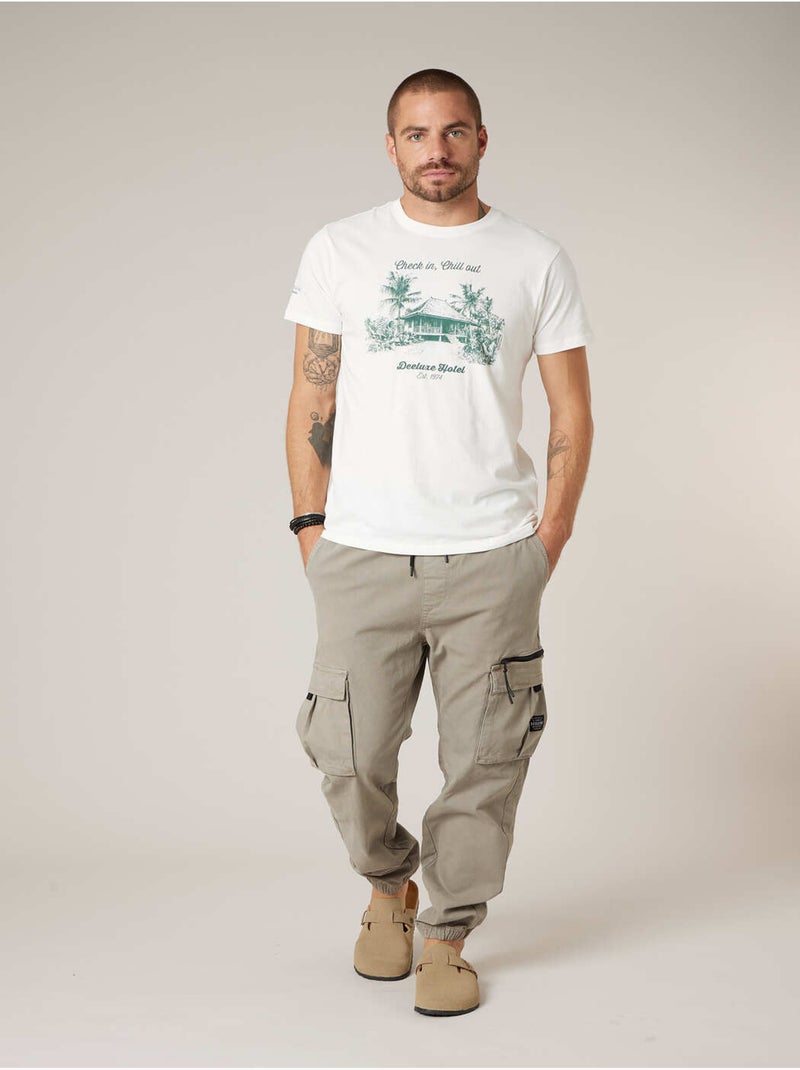 T-shirt homme en coton 'Deeluxe' Ecru - Kiabi