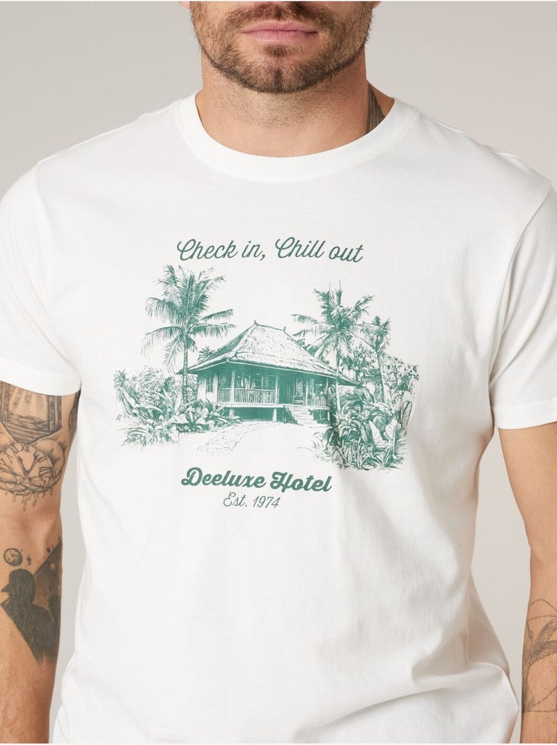 T-shirt homme en coton 'Deeluxe' Ecru - Kiabi