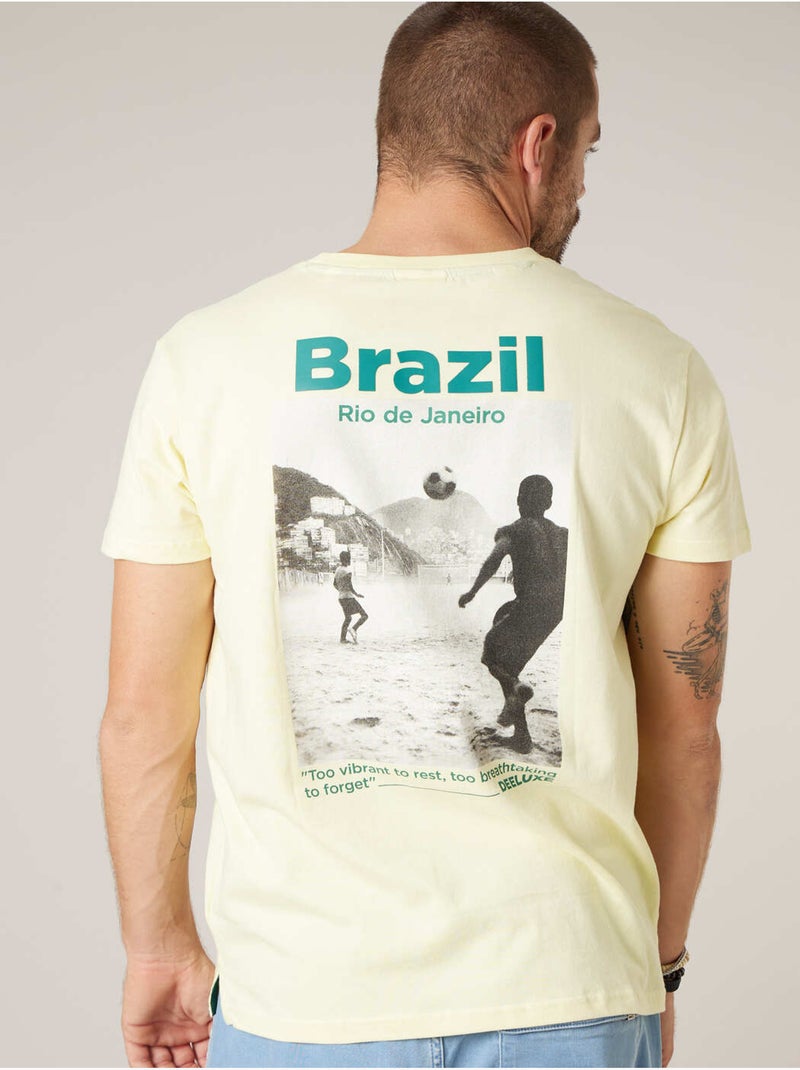 T-shirt homme en coton 'Deeluxe' Jaune clair - Kiabi