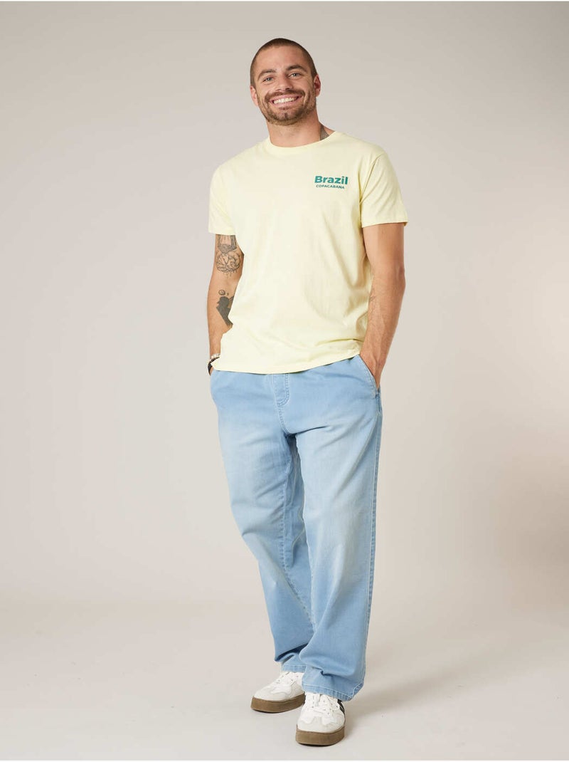 T-shirt homme en coton 'Deeluxe' Jaune clair - Kiabi