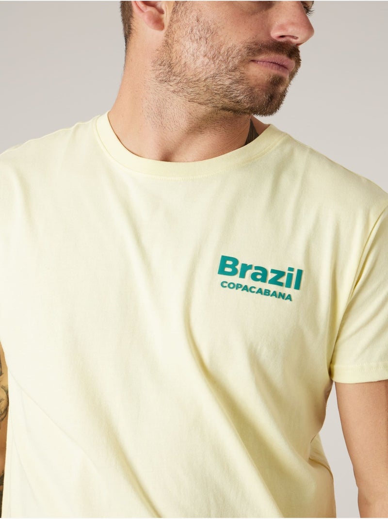 T-shirt homme en coton 'Deeluxe' Jaune clair - Kiabi