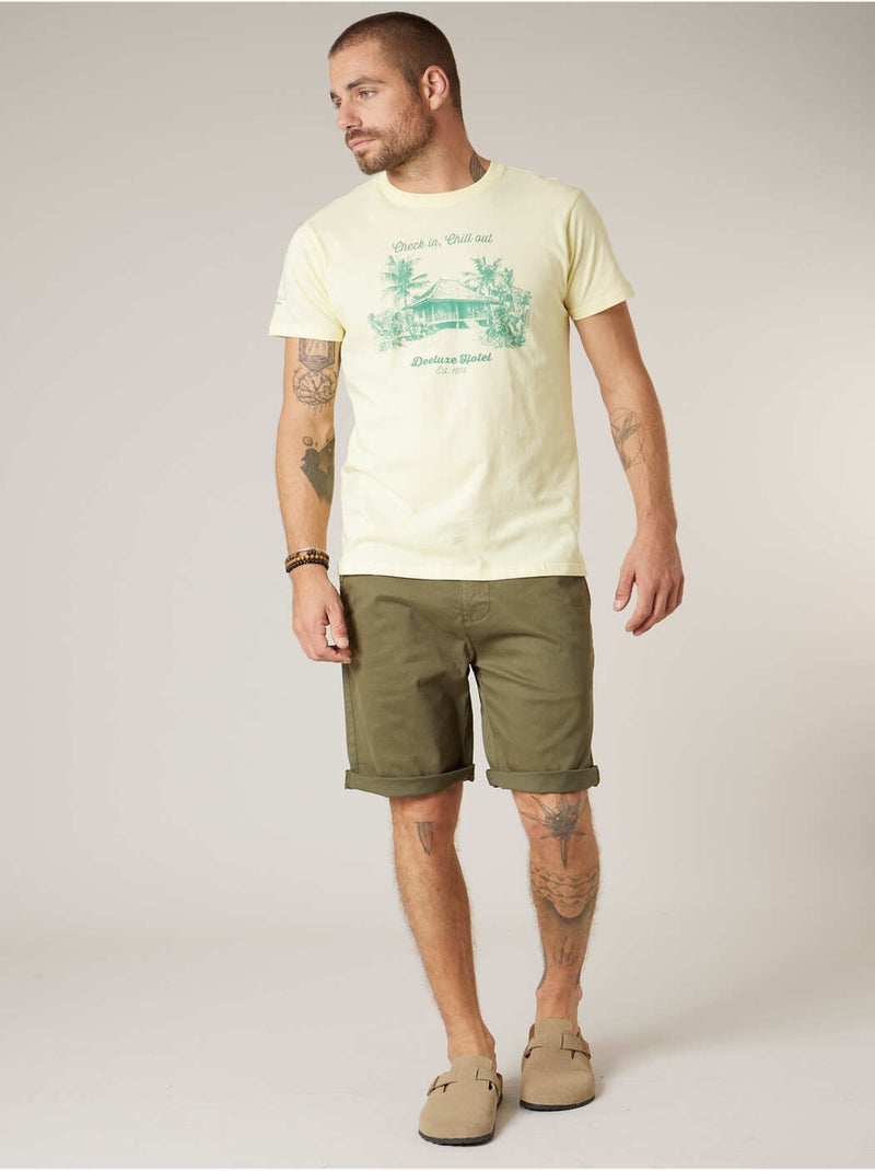 T-shirt homme en coton 'Deeluxe' Jaune clair - Kiabi