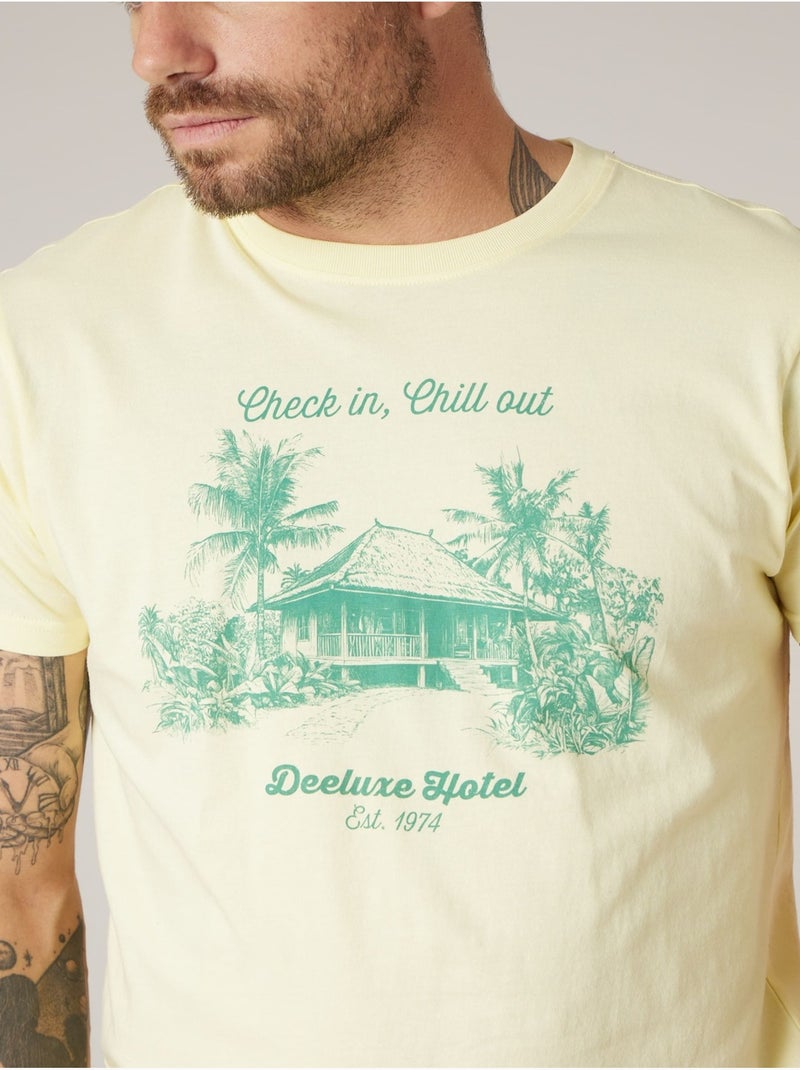 T-shirt homme en coton 'Deeluxe' Jaune clair - Kiabi