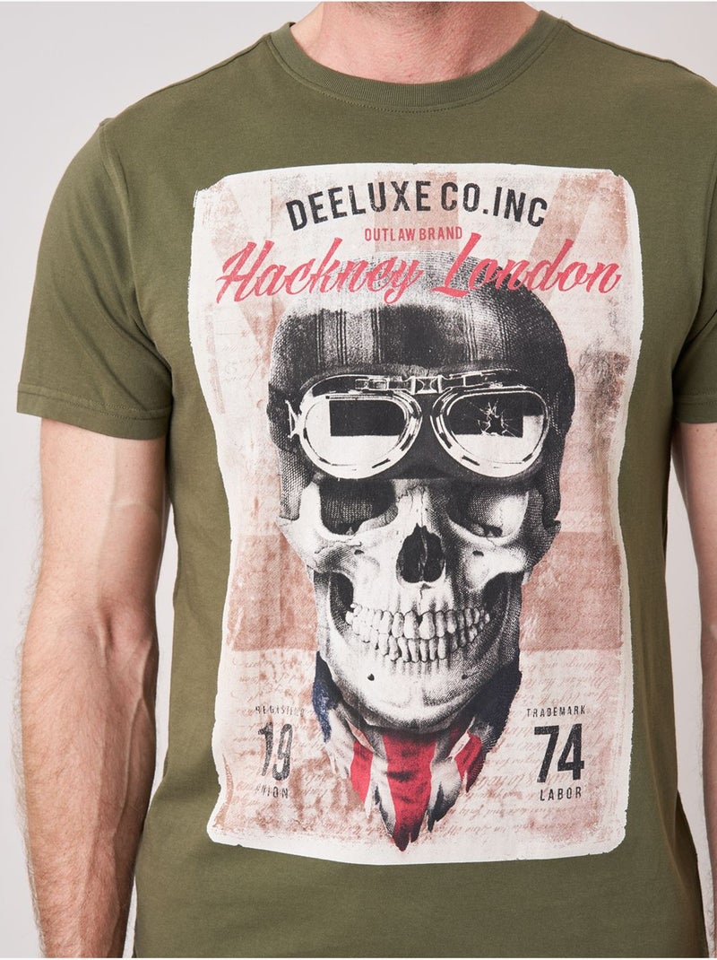 T-shirt homme en coton 'deeluxe' Kaki - Kiabi