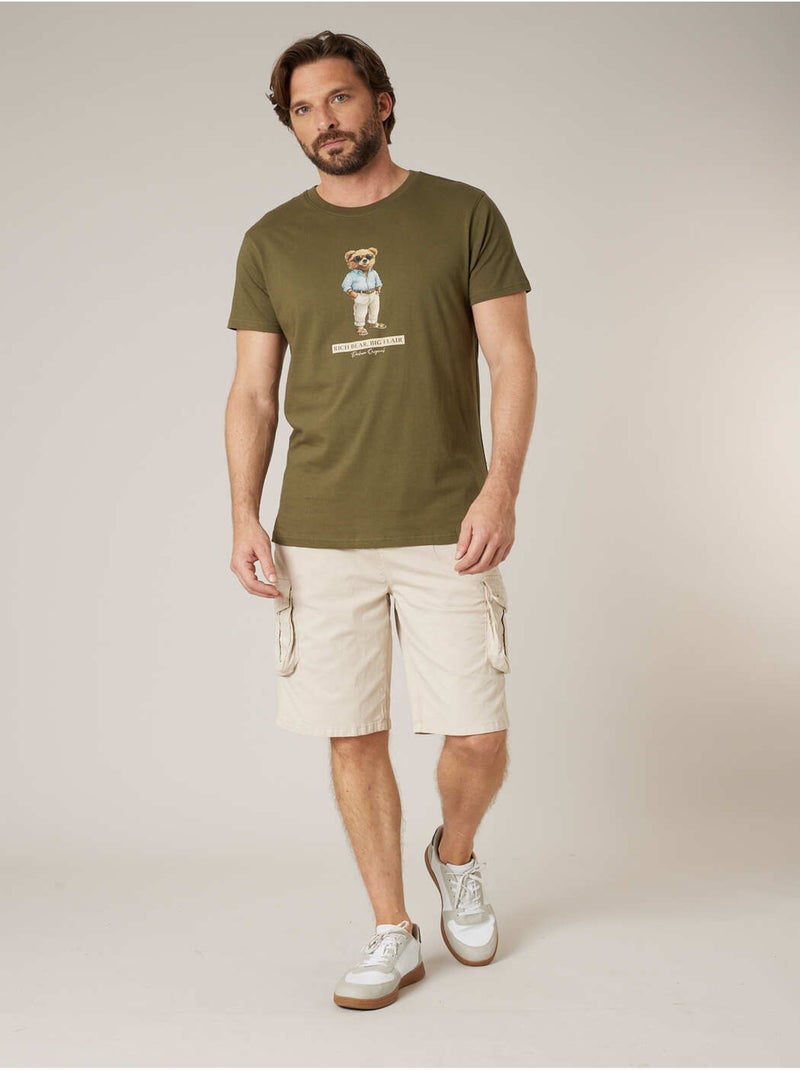 T-shirt homme en coton 'Deeluxe' Kaki - Kiabi