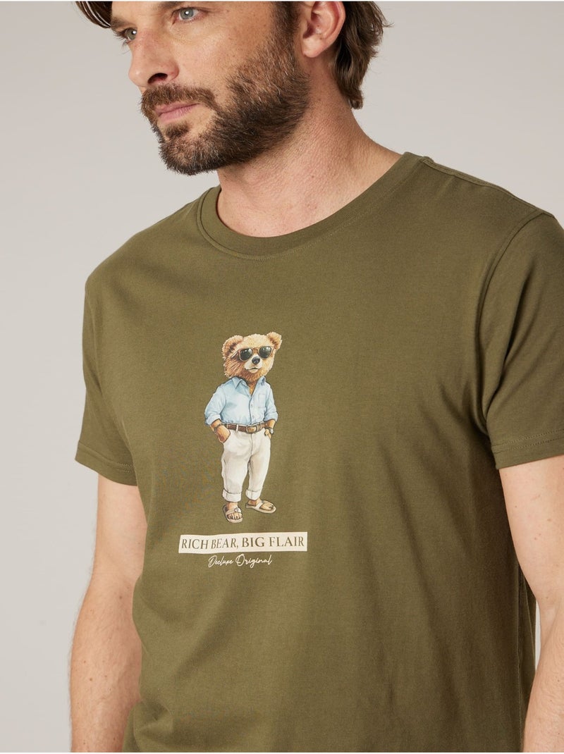 T-shirt homme en coton 'Deeluxe' Kaki - Kiabi