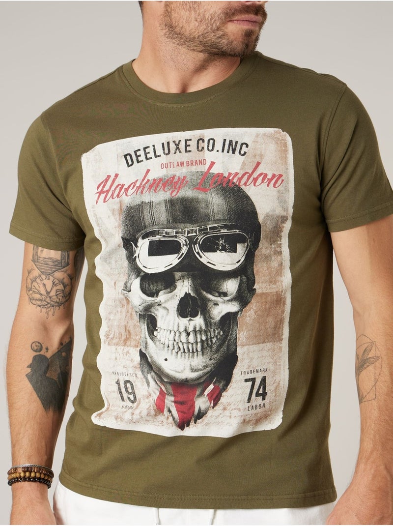 T-shirt homme en coton 'Deeluxe' Kaki - Kiabi