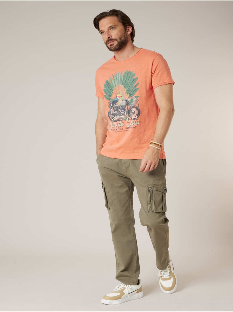 T-shirt homme en coton 'Deeluxe' Orange mandarine - Kiabi