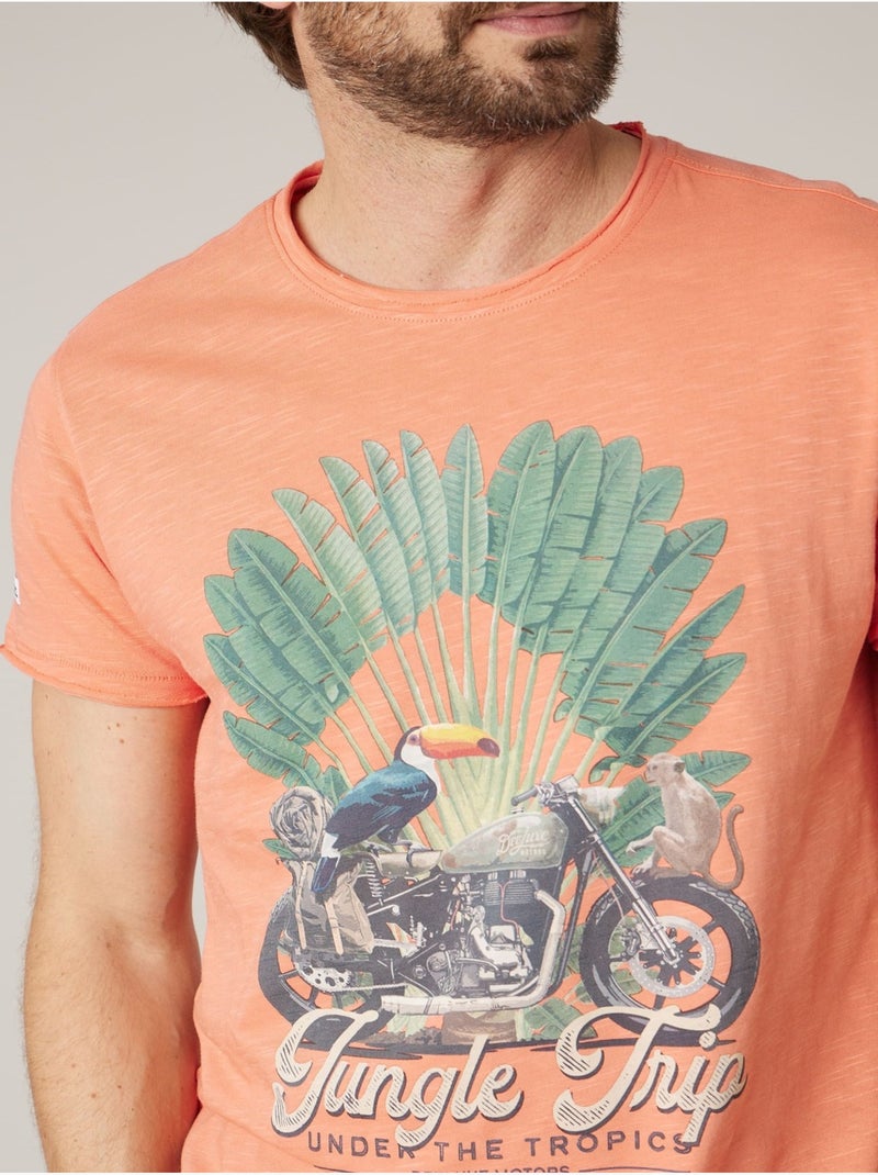 T-shirt homme en coton 'Deeluxe' Orange mandarine - Kiabi