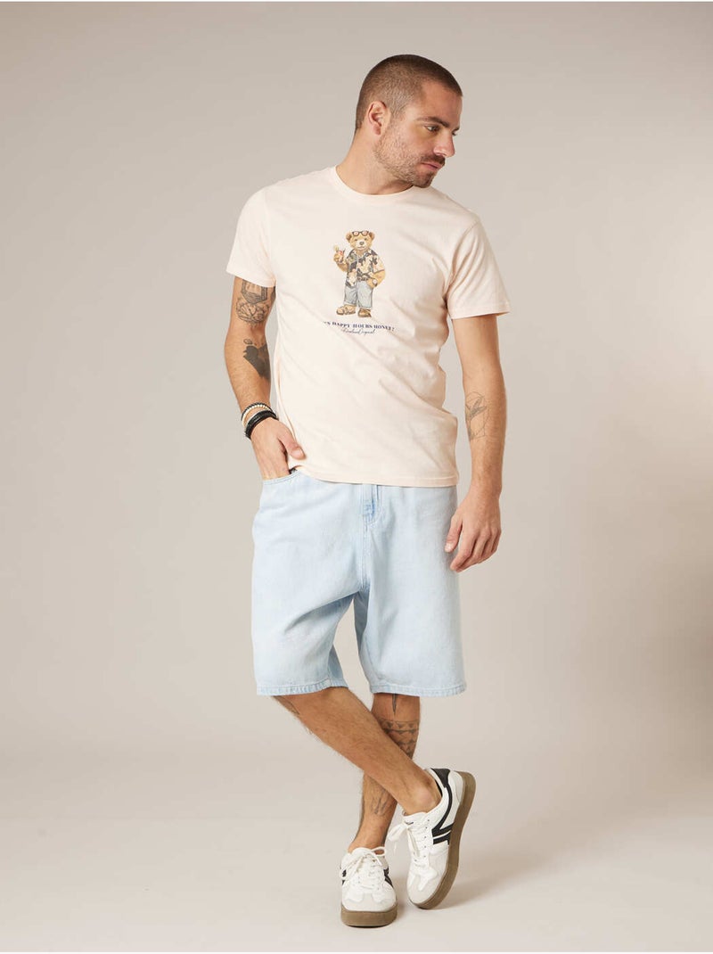T-shirt homme en coton 'Deeluxe' Peche - Kiabi