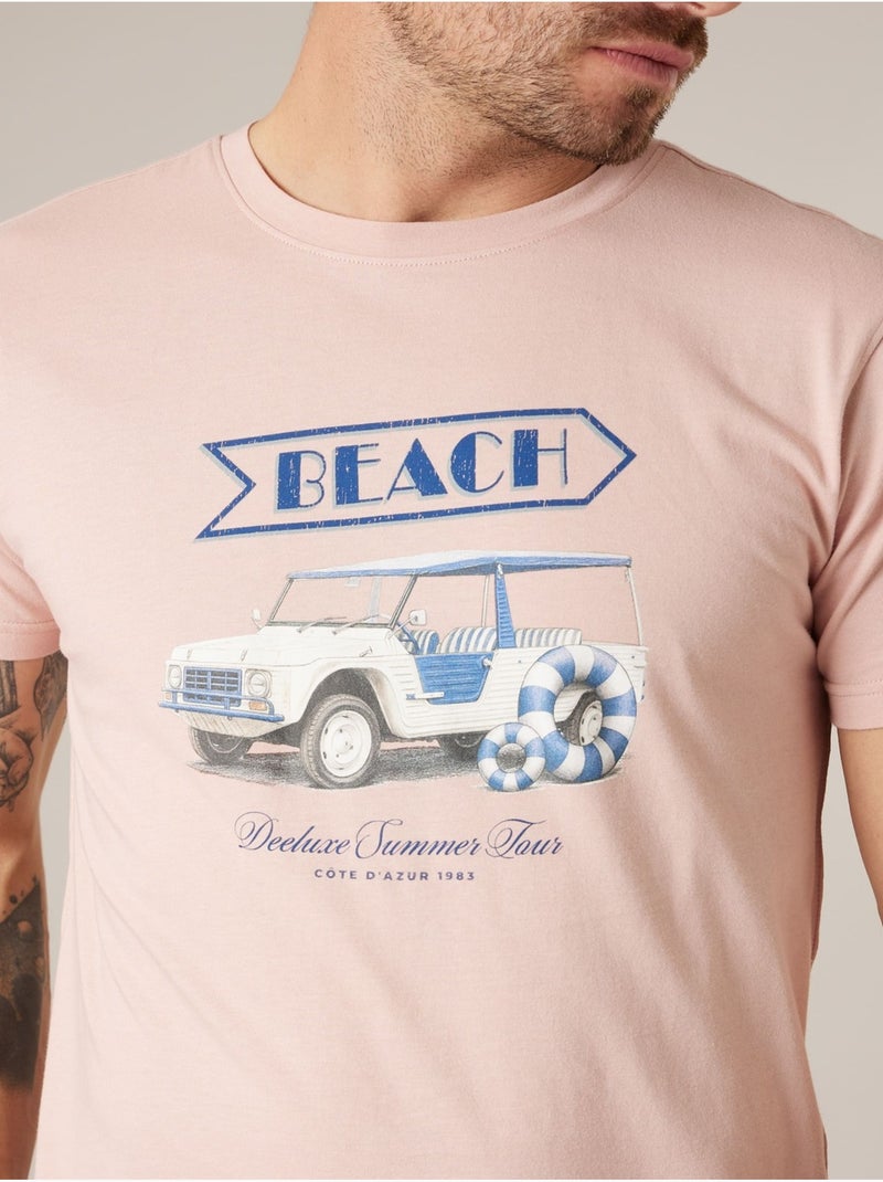 T-shirt homme en coton 'Deeluxe' Rose clair - Kiabi