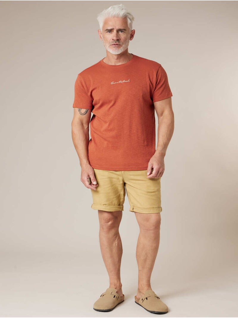 T-shirt homme en coton 'Deeluxe' Rouge brique - Kiabi