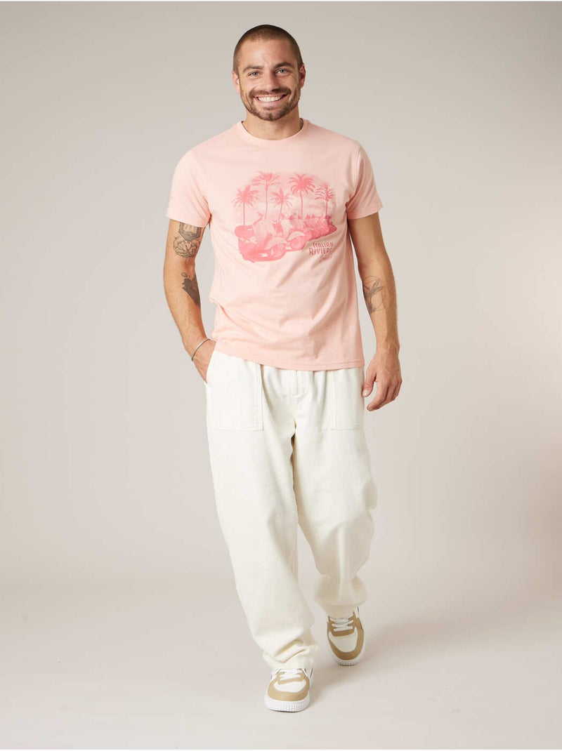 T-shirt homme en coton 'Deeluxe' Saumon - Kiabi