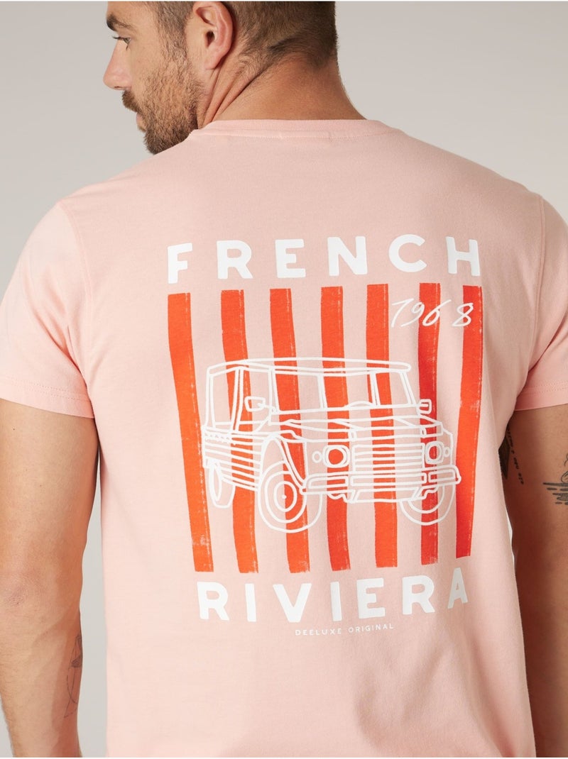 T-shirt homme en coton 'Deeluxe' Saumon - Kiabi