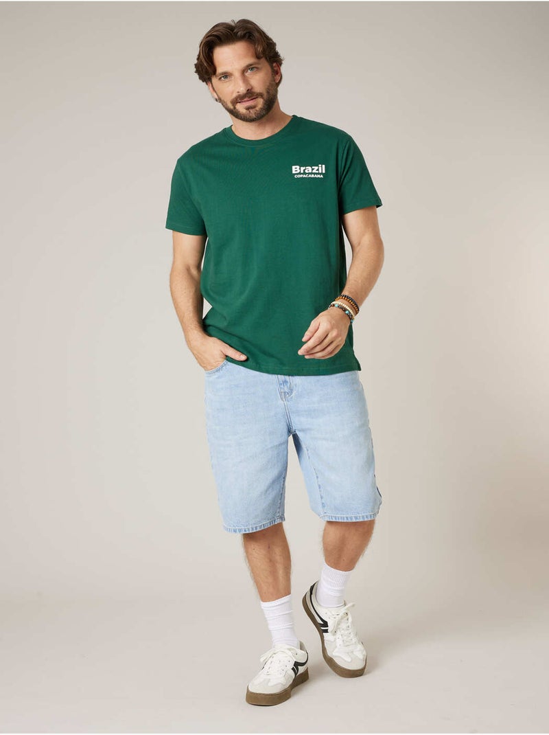 T-shirt homme en coton 'Deeluxe' Vert foncé - Kiabi