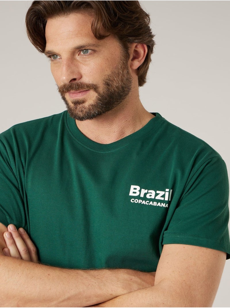 T-shirt homme en coton 'Deeluxe' Vert foncé - Kiabi