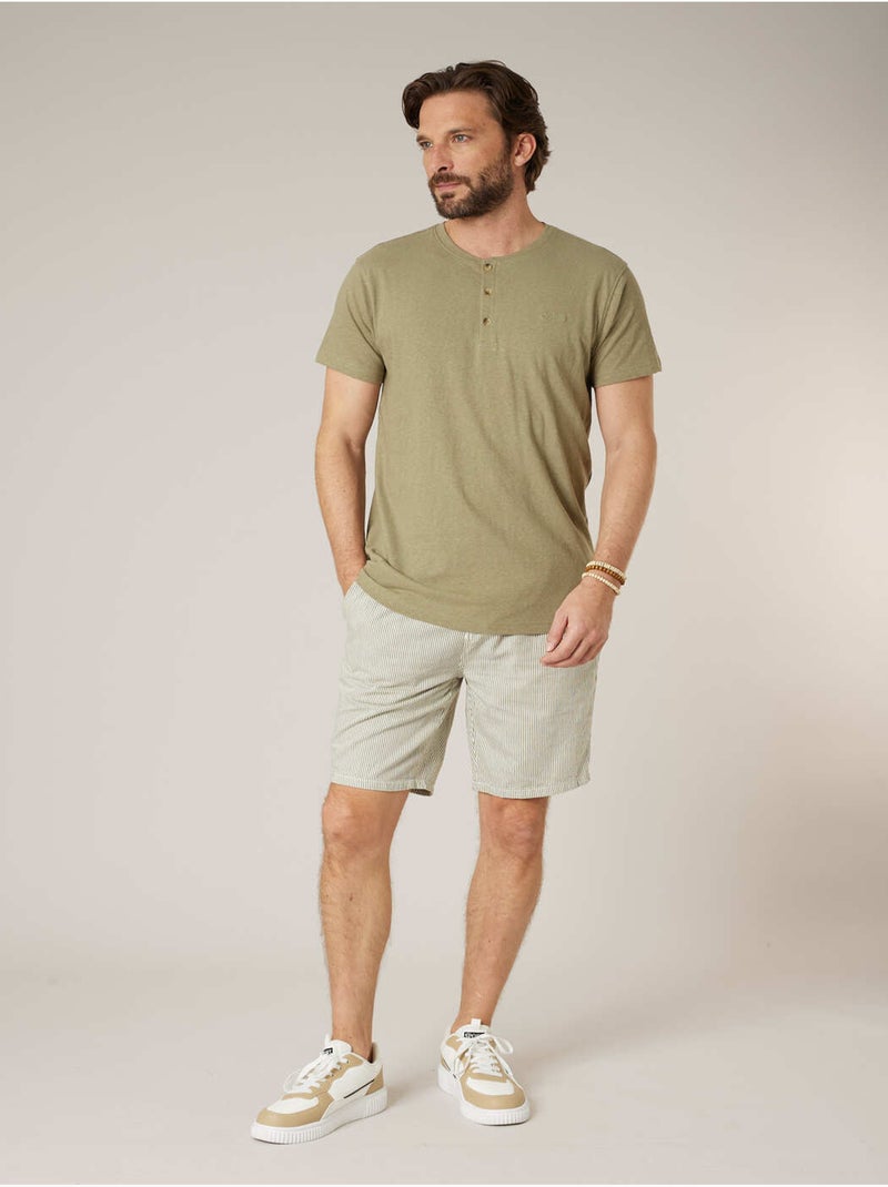 T-shirt homme en coton 'Deeluxe' Vert kaki clair - Kiabi