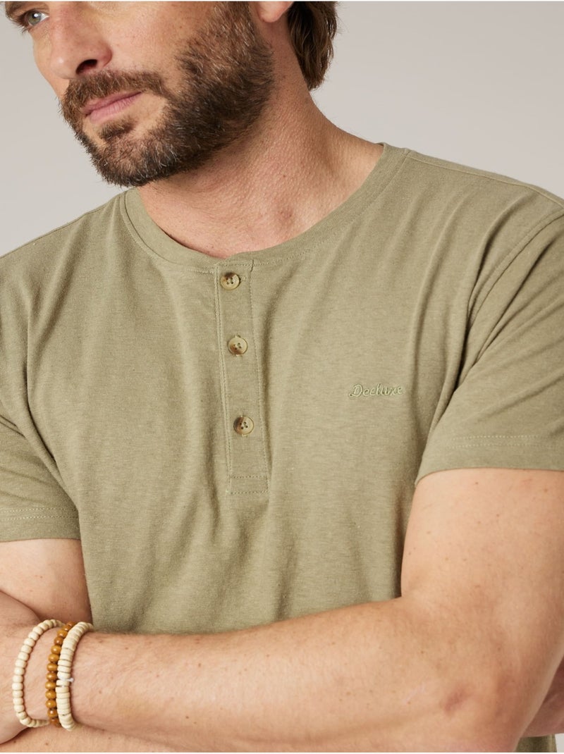 T-shirt homme en coton 'Deeluxe' Vert kaki clair - Kiabi